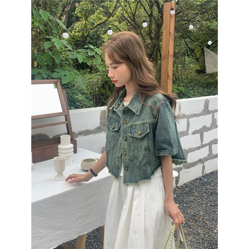 Áo Khoác Denim Dáng Ngắn Phong Cách Hàn Quốc Cổ Điển 63635