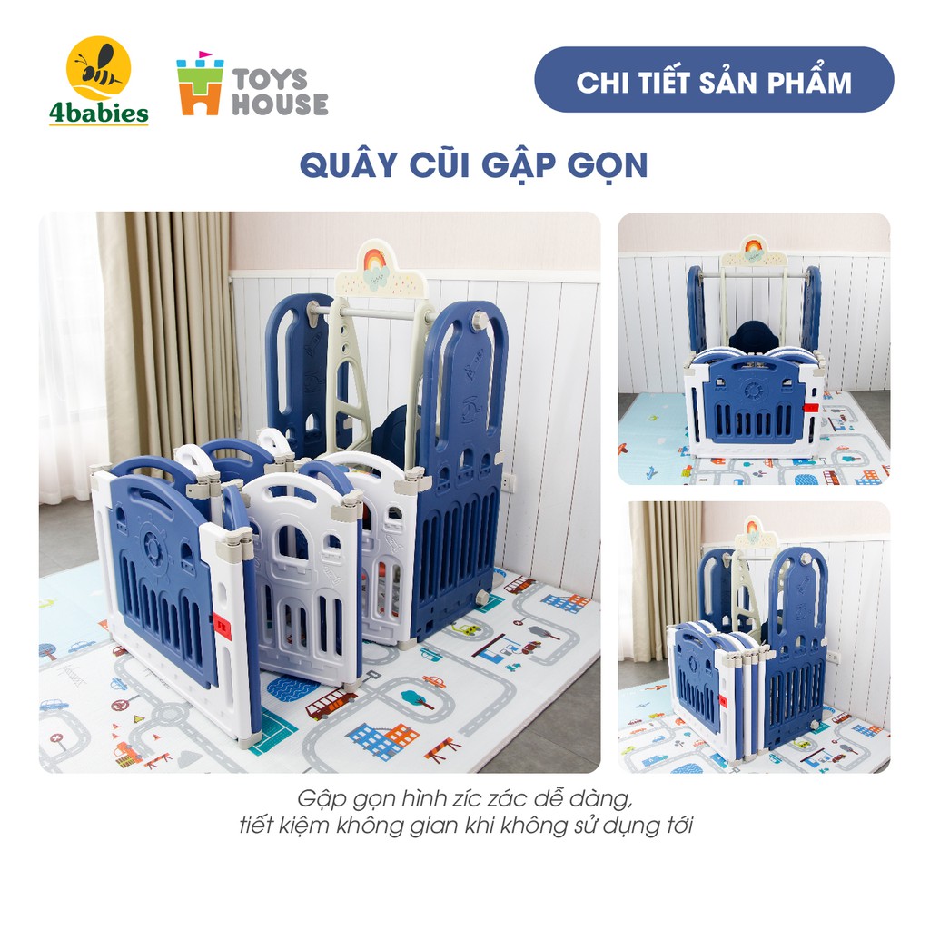 Nhà banh GẬP GỌN - đồ chơi vận động trong quây bóng cho bé cầu trượt/ tuột kèm xích đu Toyshouse