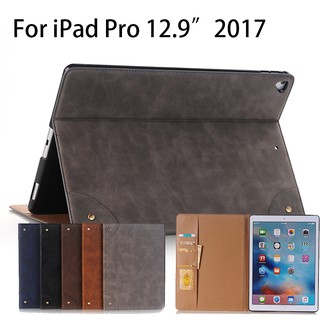 Bao da máy tính bảng pu dạng ví có giá đỡ phong cách cổ điển cho ipad pro 12.9" 2017
