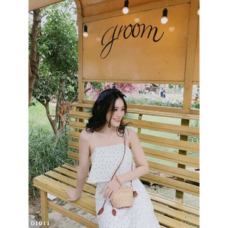 Đầm 2 dây tầng chấm bi (Kèm ảnh thật sản phẩm shop chụp)