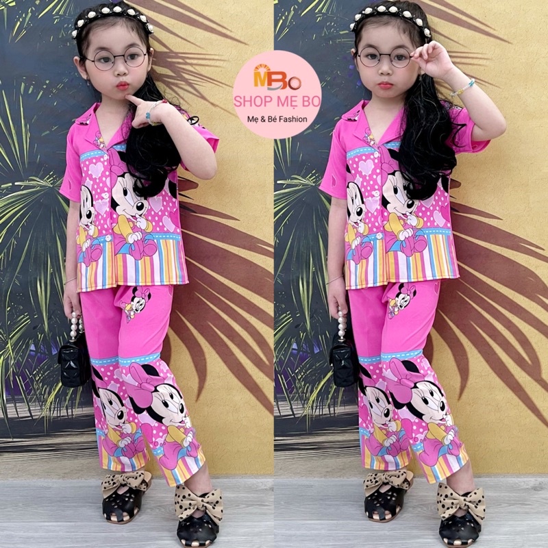 Bộ Pijama Bé Gái dài tay Sọc Caro chấm bi