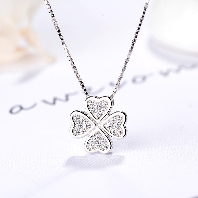 Dây chuyền bạc 925 cỏ bốn lá may mắn Dế Bạc -BO0004-2