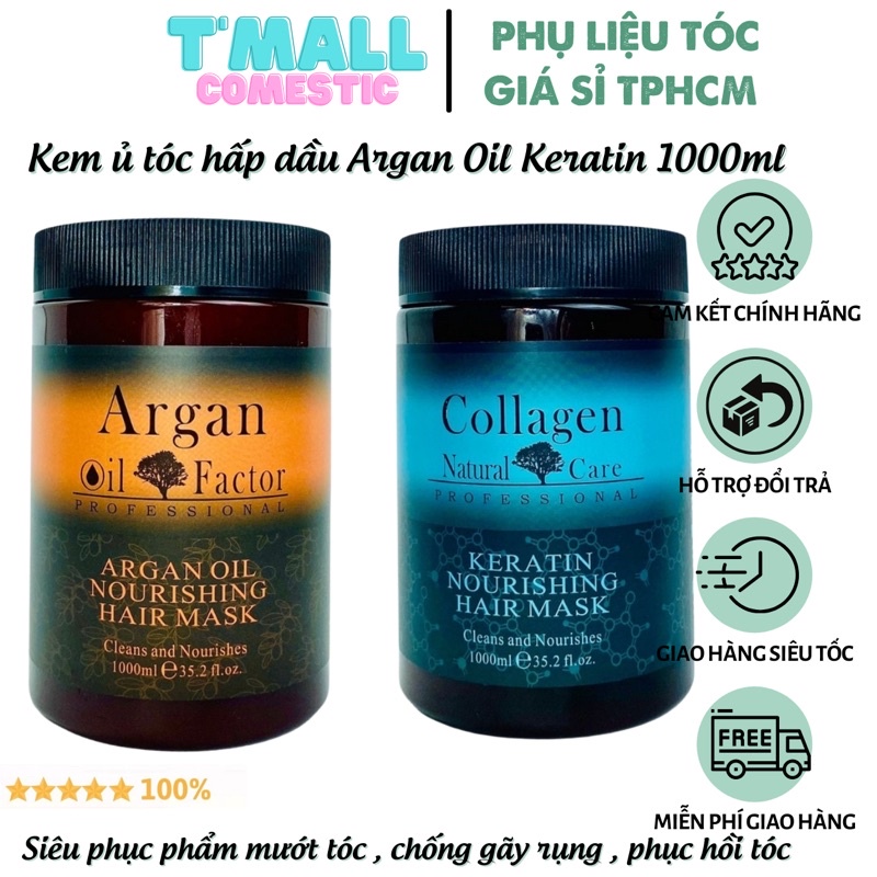 Kem ủ tóc ARGAN OIL COLLAGEN 1000ML - Ủ hấp tóc cung cấp dưỡng chất ARGAN OIL COLLAGEN tự nhiên UT10