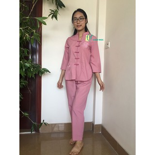 Quần áo phật tử, áo lam đi chùa: cổ tàu thêu sen