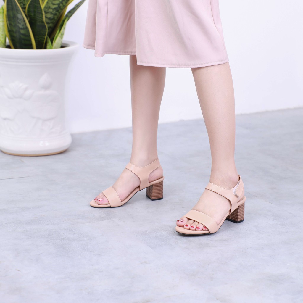 Giày Sandal Cao Gót 5cm Quai Dán Đế Gỗ Pixie 5245