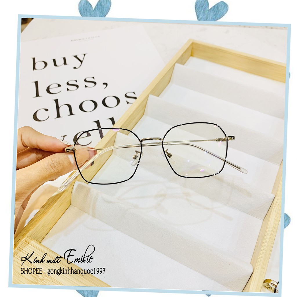 Gọng kính mảnh nhẹ vuông ⚡𝑭𝑹𝑬𝑬𝑺𝑯𝑰𝑷⚡ đa giác nam nữ Kính mắt Emilie phụ kiện thời trang 72328 | BigBuy360 - bigbuy360.vn