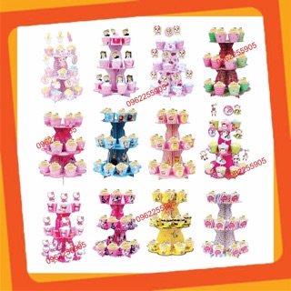 Tháp bánh cupcake 3 tầng cho bé gái