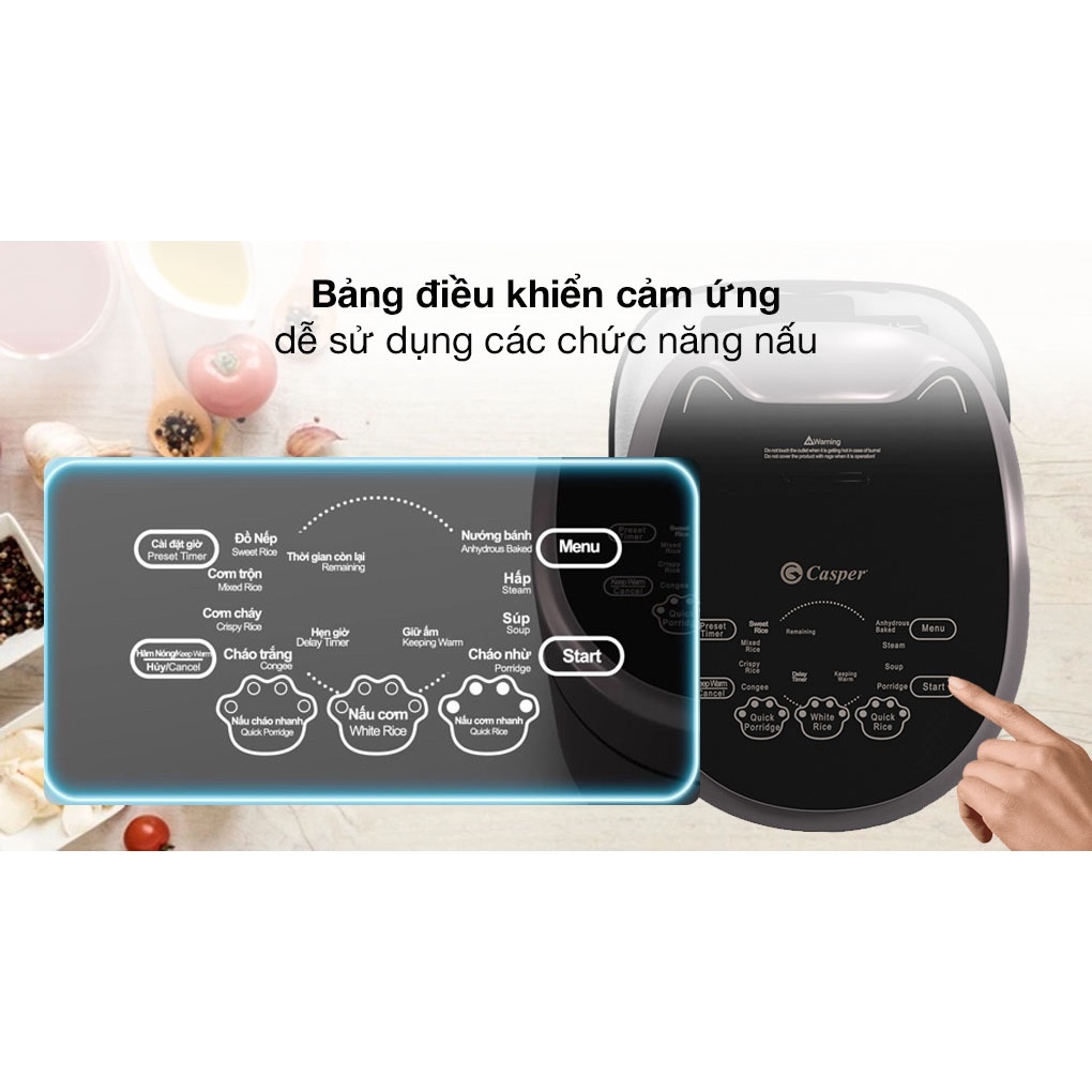 [Chính Hãng] Nồi cơm điện tử 1.8 lít Casper CD-18RC01, Thương Hiệu Thái Lan, Lỗi 1 đổi 1