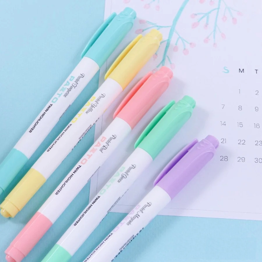 Hộp 5 Bút dạ quang màu Pastel Thiên Long Pazto HL-016 - Bút dạ quang rửa được
