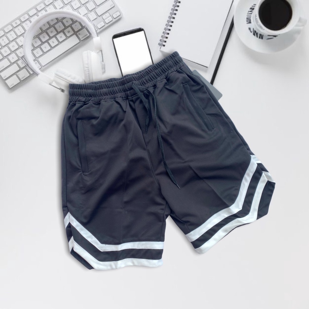 Quần short gấu trắng Unisex cao cấp, quần đùi nam chữ V thể thao chất mì hàn