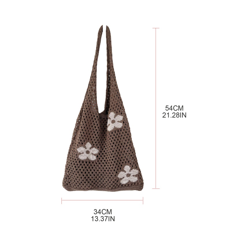 Túi Xách Đeo Vai Đan Len Sức Chứa Lớn Họa Tiết Hoa Thời Trang Mùa Hè Cho Nữ