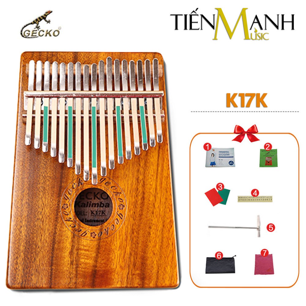 Combo Đàn Kalimba Gecko K17K 17 Phím Gỗ Koa và Hộp đựng (Cam kết 100% Chính hãng nhập khẩu bởi Tiến Mạnh Music)