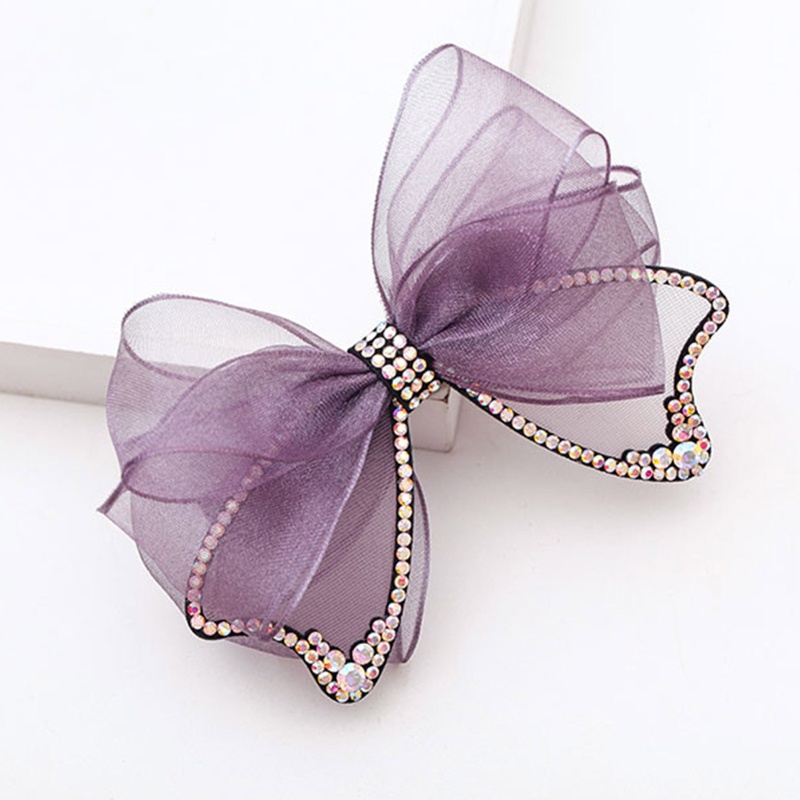 Kẹp Tóc Nơ Vải Lưới Đính Đá Phong Cách Lolita Dễ Thương