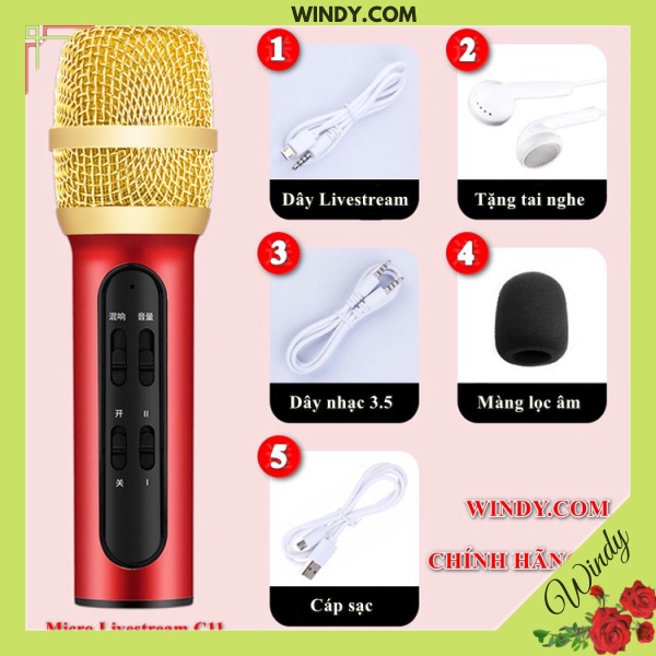 Micro Karaoke Livestream Thu Âm C11 Cao Cấp + Tặng Tai Nghe