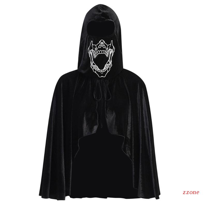 Zzz Áo Choàng Ngắn Có Mũ Trùm Đầu Màu Đen Hình Cánh Dơi Hóa Trang Halloween