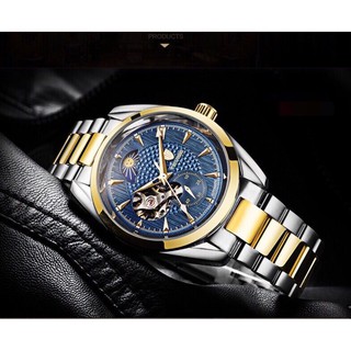 Đồng hồ nam Tevise t795 chính hãng dây kim loại mặt lộ máy cơ có bảng hiển thị ngày đêm + Tặng hộp đồng hồ