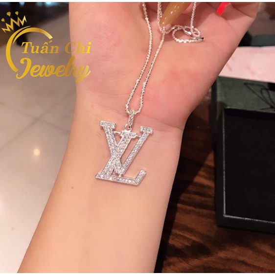 ♥️ẢNH THẬT♥️ Mặt Dây Chuyền Nữ- Mặt Vòng Cổ Bạc Hình Chữ L.V Đính Đá Cực Sang