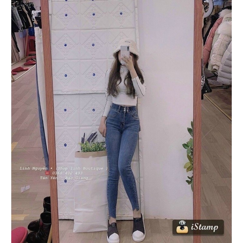 quần jeans ôm nữ co dãn 4 cúc
