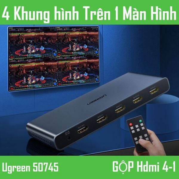 Bộ Gộp HDMI 4 Thiết Bị dùng Chung 1 tivi Ugreen 50745 CM201 Chính Hãng (chia 4 khung hình/1 tivi điều khiển Remos)