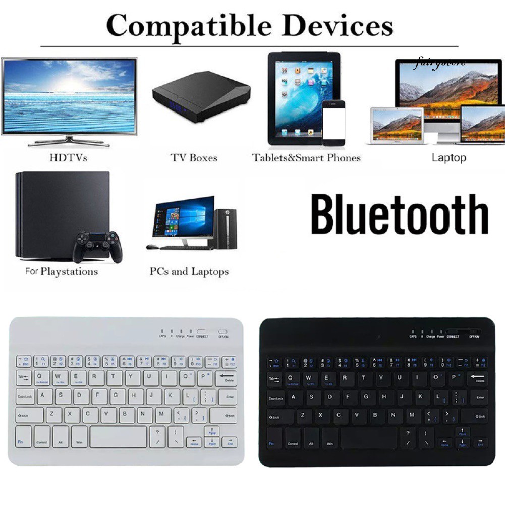 Bàn Phím Không Dây Kết Nối Bluetooth Fs + 7 / 10inch Cho Điện Thoại Máy Tính Bảng Laptop