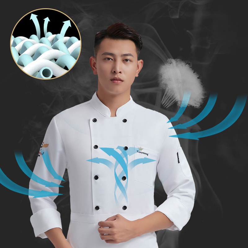 Áo Đồng Phục Đầu Bếp Dài Tay Chuyên Nghiệp Cho Nam Và Nữ