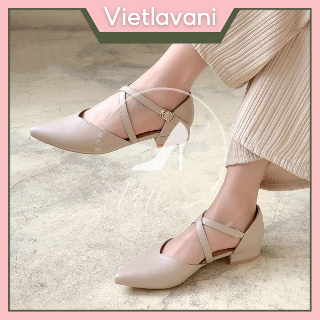 Giày bệt nữ cao 3cm dây quai chéo chữ X siêu xinh TTB9