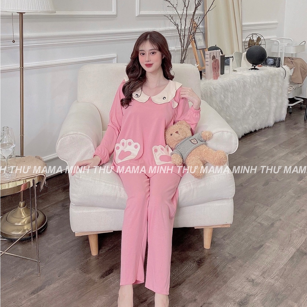 Bộ bầu - bộ sau sinh - chất liệu cotton mềm- mặc nhà thời trang trẻ ( bộ túi bàn chân gấu - QDTD - MS-06 )