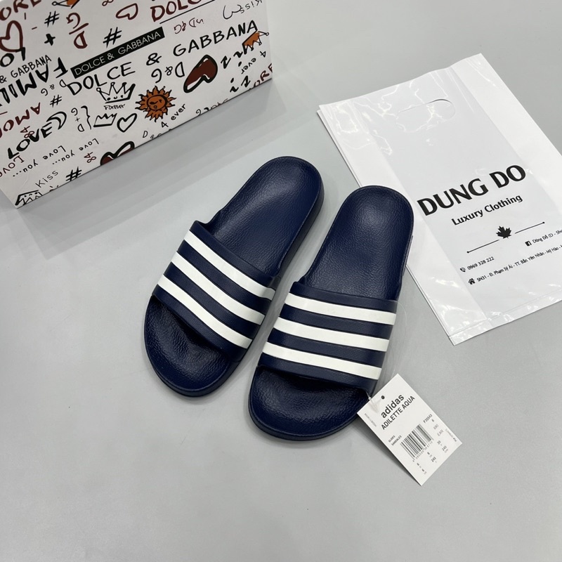 Dép lê Adidas 3 sọc truyền thống đúc nguyên khối - Dép lê nam 3 sọc đúc