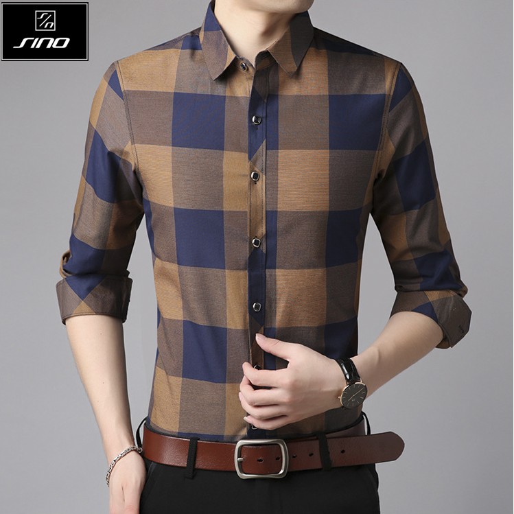 Áo Sơ Mi Nam FLASHBACKS Dài Tay -  Kẻ Caro - Thời Trang Nam - Vải Lụa Cao Cấp Thoáng Mát - AD000001 | BigBuy360 - bigbuy360.vn