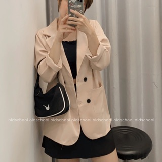 ÁO BLAZER BE NHẠT 4 CÚC (ảnh thật/sẵn)