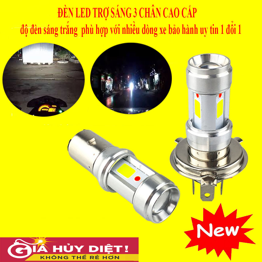 Đèn Pha Siêu Sáng Xe Máy Đèn Led Xe May Đèn Led Fa-Cos H4 Tương Tích Yamaha , Honda , Zuzuki , Exciter ...Vv.