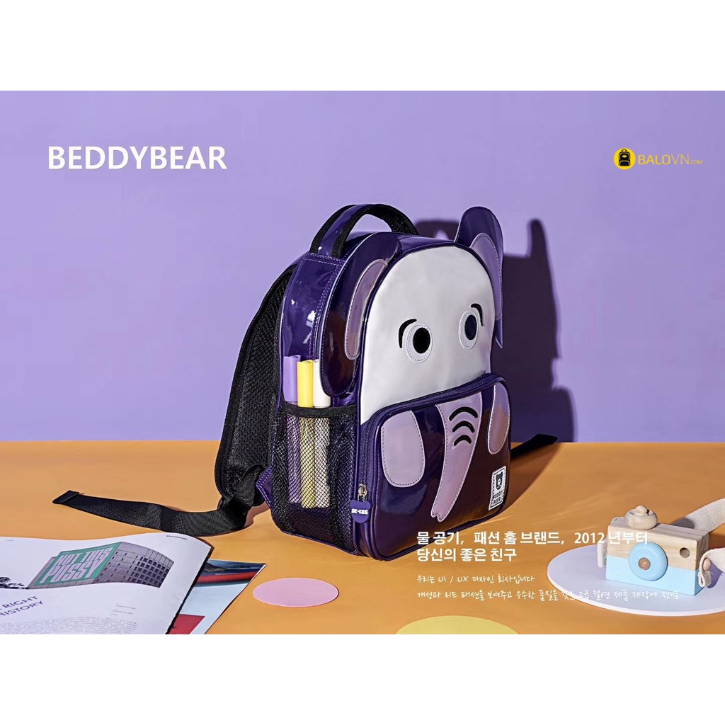 [GIAO HỎA TỐC] Balo Đi Học Beddybear Happy Paradise Cho Bé Từ 2 Tuổi Họa Tiết Con Voi