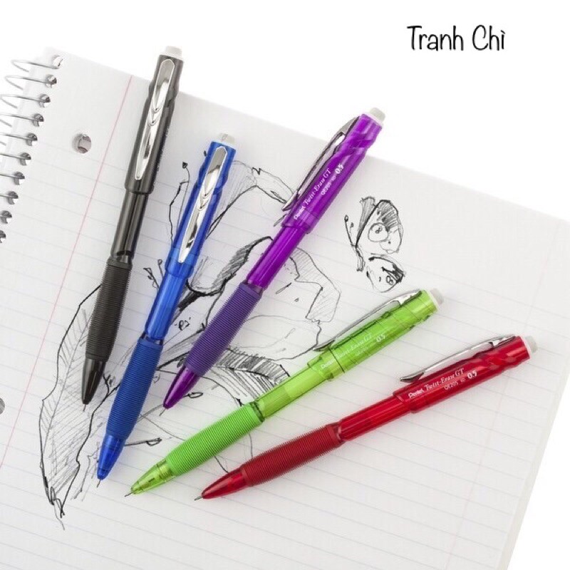 Bút chì kim bấm Pentel Twist Erase GT 0.7mm QE207 Nhật Bản gôm vặn cực dài, viết chì kim bấm