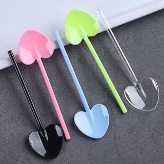 Combo 100 xẻng nhựa trái tim / muỗng múc kem / que trộn kem