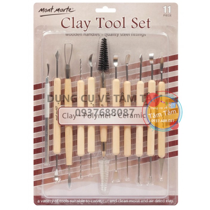 -Bộ nạo tượng/điêu khắc tạo hình đất sét Mont Marte 11 cây-
