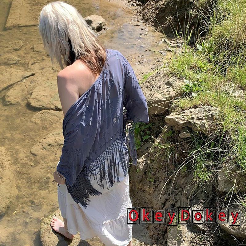 OKDK-y2k Women Pleated Long Skirt Casual Solid Color Frill Skirt for Party (White)