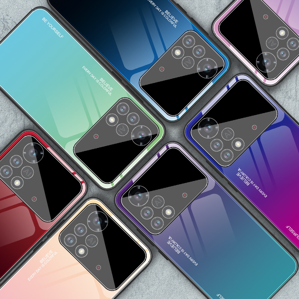 Ốp Điện Thoại Mặt Kính Cường Lực Họa Tiết Đá Hoa Cương Cho Xiaomi Poco X5 X4 Pro 5G M4 Pro 4G