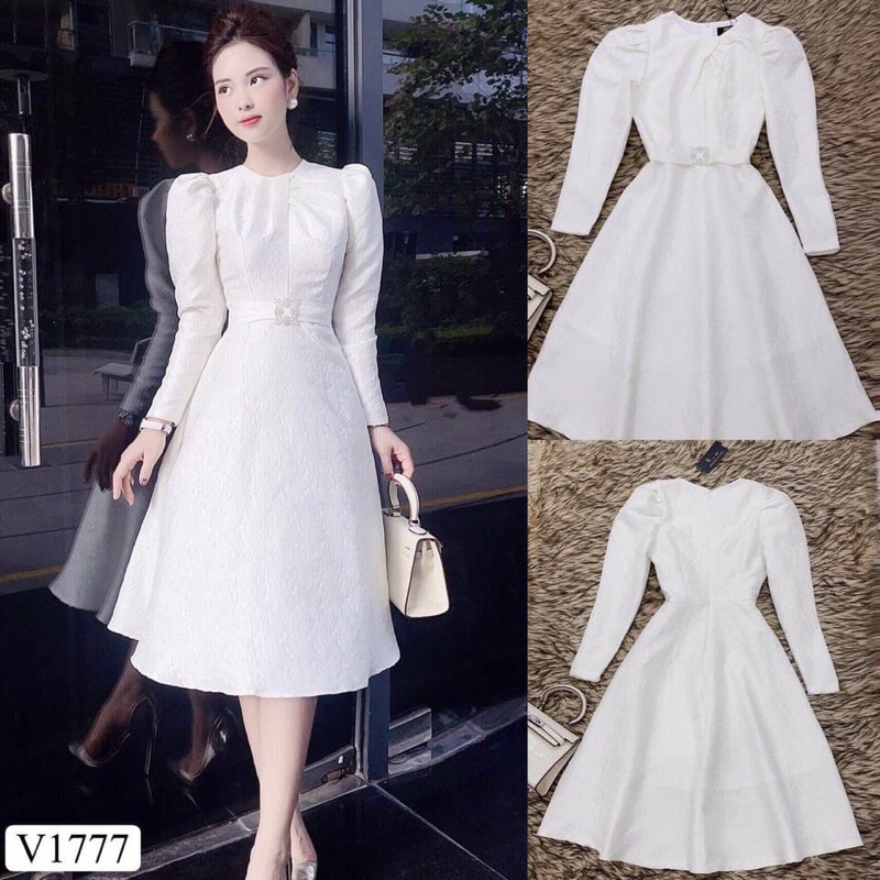 Đầm nữ đi tiệc cao cấp DVC, đầm trắng nữ dáng xòe | BigBuy360 - bigbuy360.vn