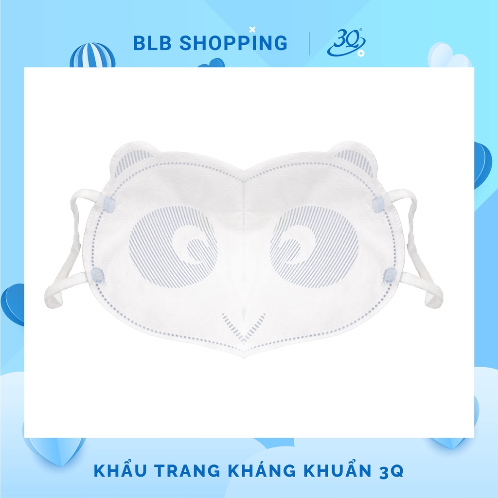 [CHÍNH HÃNG] KHẨU TRANG 3Q KHÁNG KHUẨN - GẤU PANDA TRẺ EM CÓ SIZE CHO BÉ 0-2 TUỔI (MÀU TRẮNG-XANH ) SET 1 BỊCH 10 CÁI | BigBuy360 - bigbuy360.vn