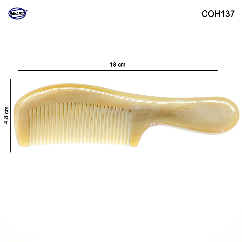 Lược sừng xuất Nhật - COH137 (Size: L - 18cm) Lược chuôi trơn tru đơn giản tiện ích- Horn Comb of HAHANCO - Chăm sóc tóc