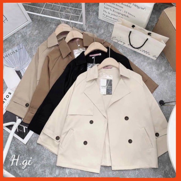 Áo khoác kiểu Hàn Quốc A.250, Áo mangto dáng ngắn ống tay rộng kèm đai (mặc được hai kiểu) aosomicongsothietke