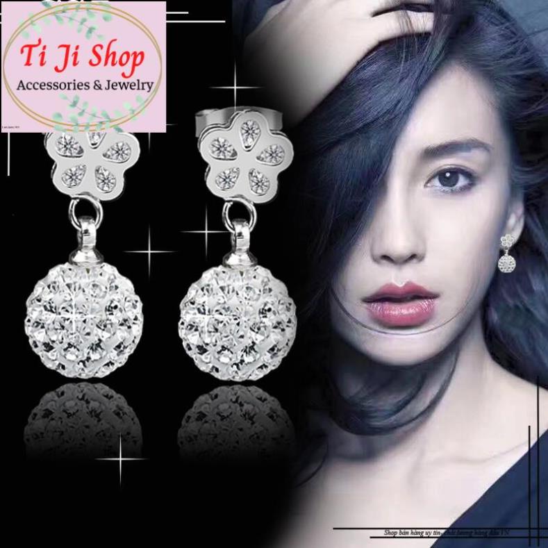 BÔNG TAI NỮ INOX TÒN TEN HOA MAI TRÁI CHÂU SANG TRỌNG