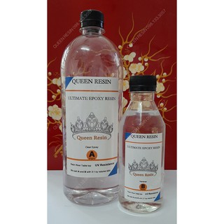 Keo Queen Resin UV 1,1kg siêu trong ít bọt đổ bàn, đồ trang sức... tự san phẳng