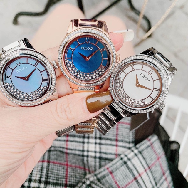 Đồng hồ nữ Bulova full bạc mặt trắng