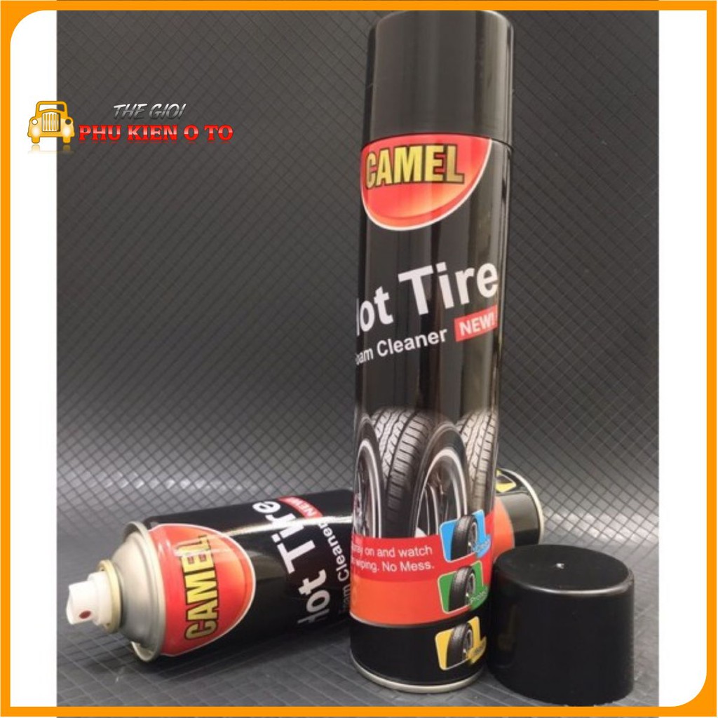 Chai Xịt Bóng Vỏ Xe, Làm Đen Lốp Xe, Phục Hồi Nhựa Nhám CAMEL HOT TIRE 650ML