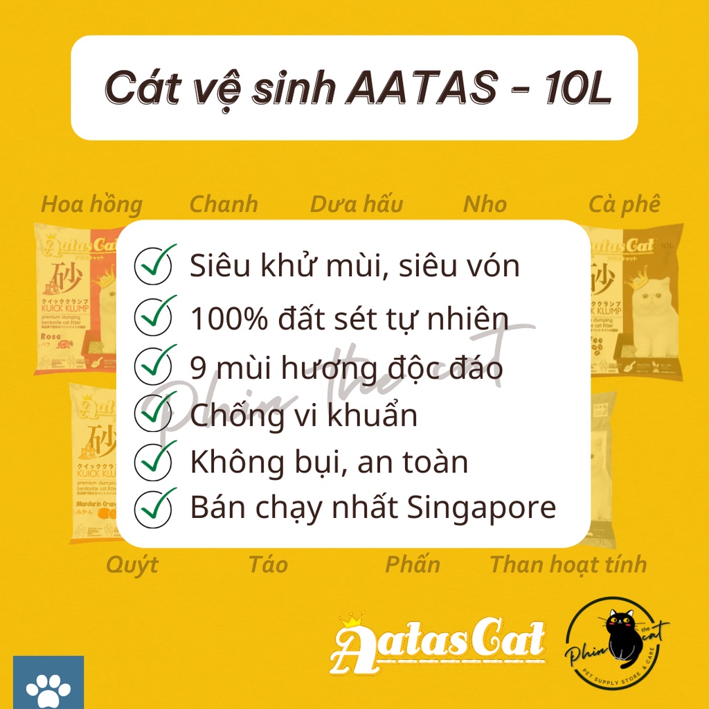 [Tân Phú] Cát vệ sinh AATAS công nghệ Singapore - 10L - Ship hỏa tốc | phinthecat