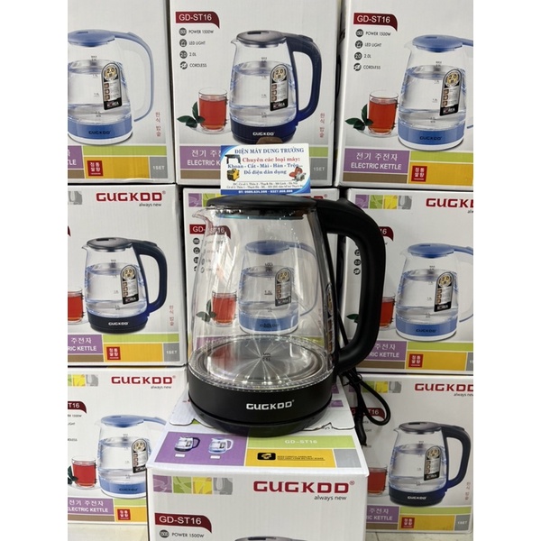 Ấm siêu tốc thủy tinh cao cấp 2.0L - 1500W tự động ngắt khi sôi