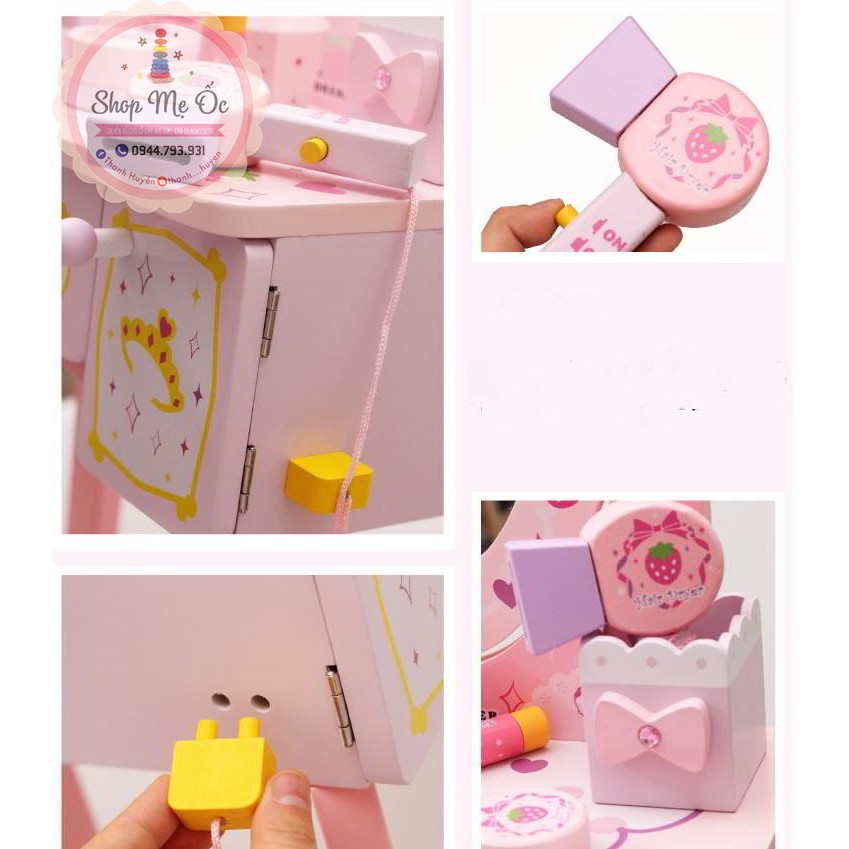 Mother Garden - Bộ Bàn Ghế Trang Điểm dâu hồng cỡ lớn (Cao 93cm và 75cm)