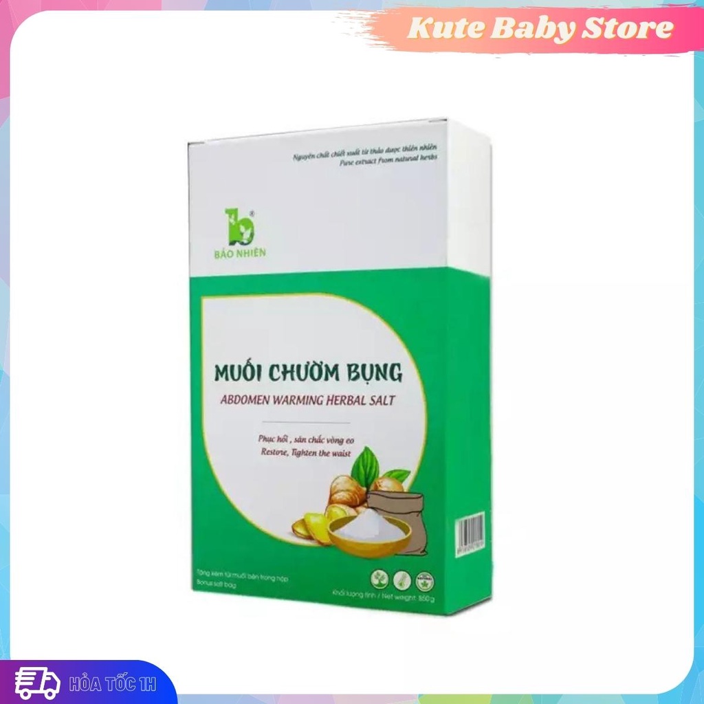 Muối chườm bụng Bảo Nhiên 850g giúp Săn bụng – Giảm eo – Mờ rạn + Tặng kèm túi đựng muối trong mỗi hộp