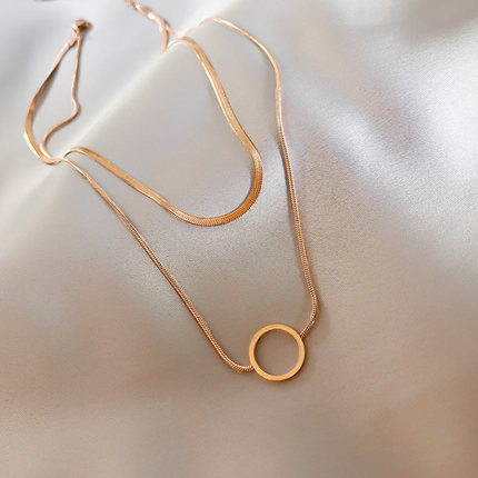 Vòng cổ hai lớp bằng kim loại mạ vàng 18K cho nữ